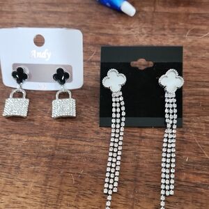 Fashion Jewelry Silver and Black Dangle Earrings